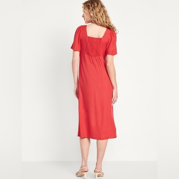AS IS! NWT! Old Navy Red Cherry Waist-Defined Midi Dress - Size Medium - Picture 2 of 13